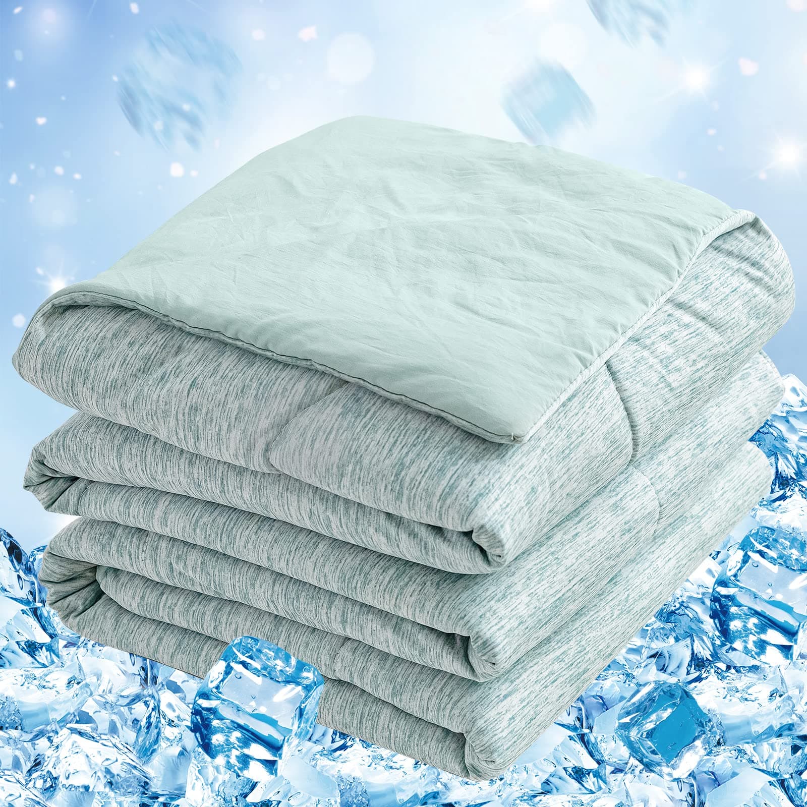 CHOSHOMECooling Comforter Queen Size,Cooling Blanket with Q-Max > 0.45 Arc-Chill Cooling Fiber, Cool Sleeping Summer Blanket for Night Sweats Hot Sleeper (90" x 90", Green)