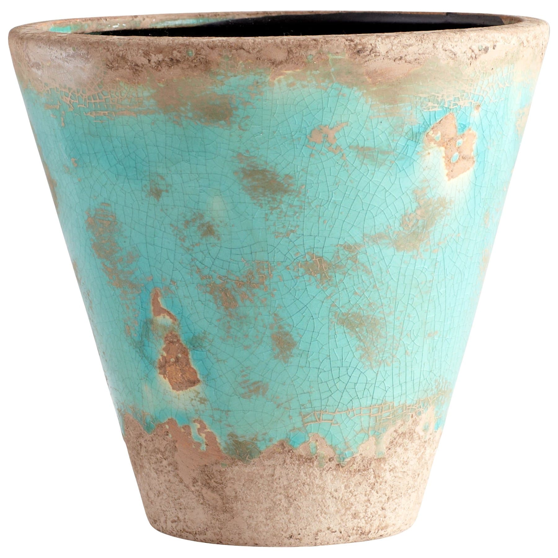 Cyan Design Ceramic Large Cane Planter - Turquoise Glaze