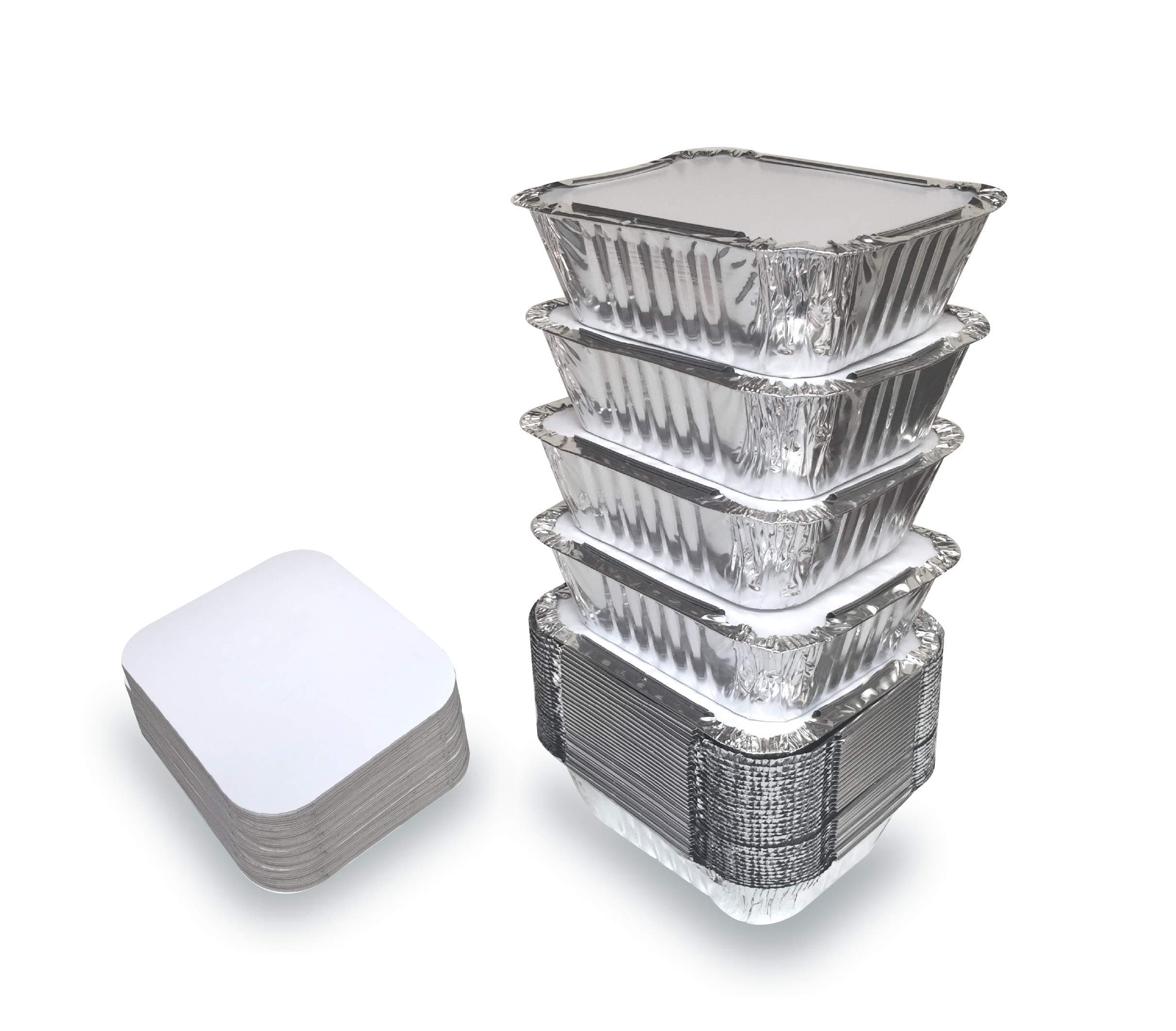 Spare Essentials 55 Pack - Small Foil Pans with Lids - To Go Food Containers with Lids 1lb Mini Aluminum Pans Freezer Safe Foil Take out Trays Heat proof Aluminum Meal Prep Containers 5.5x4.5x1.9 in