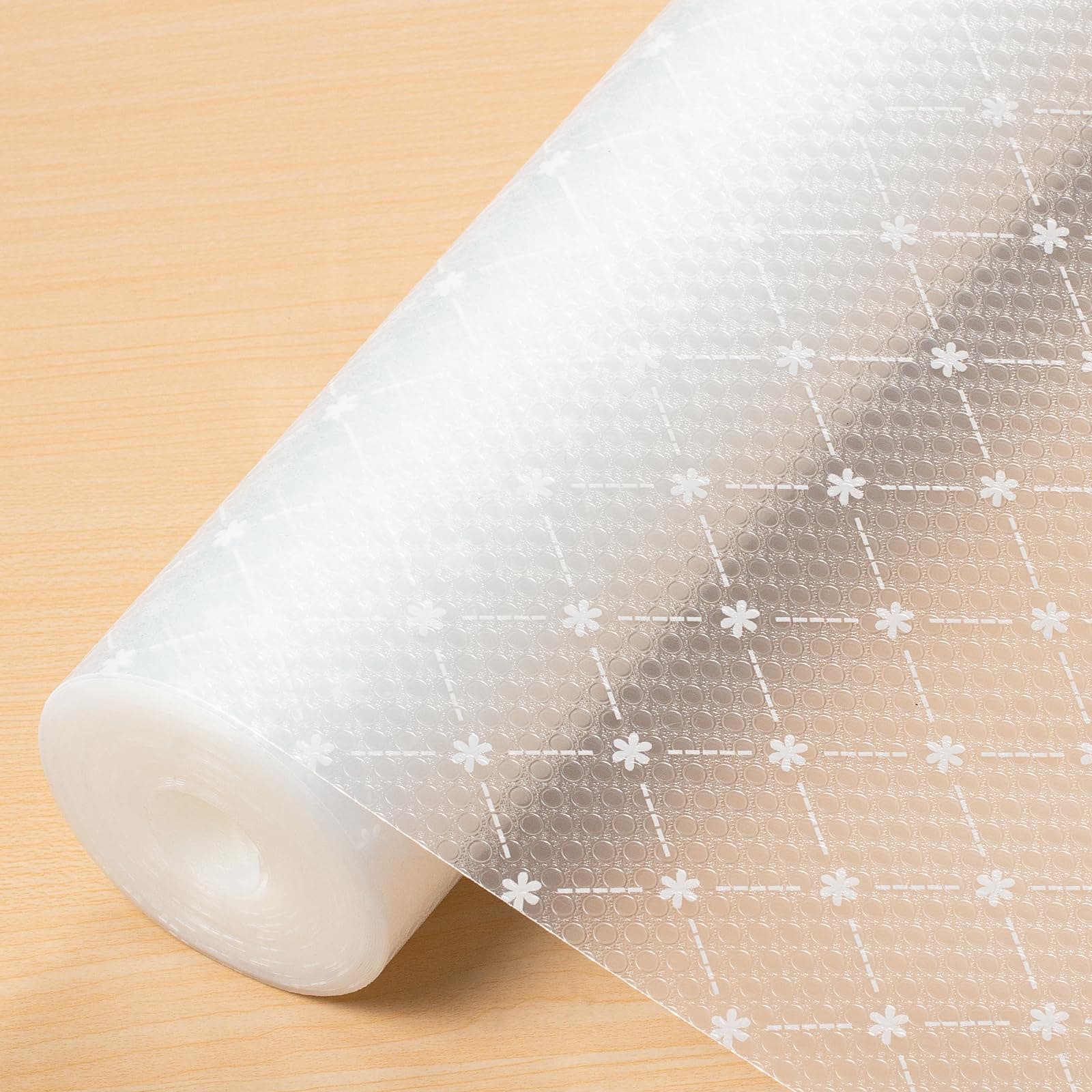 Shelf Lining Kitchen Cabinet Lining,EVA Non-Adhesive,11.8"x118",Washable Oil-Proof Easy to Cut Durable Suitable,for Drawers Shelves Kitchen Cabinets Storage Cabinets and Desks (A-White Flowers)