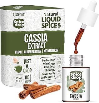 Spice Drop Cinnamon Bark Cassia Extract | Baking, Cooking, Smoothies, Dessert, Coffee, Tea | Rich Aroma, No Preservative, Non-GMO | Sri Lanka Ceylon Origin | Vegan | 5 ML (180 Drops)