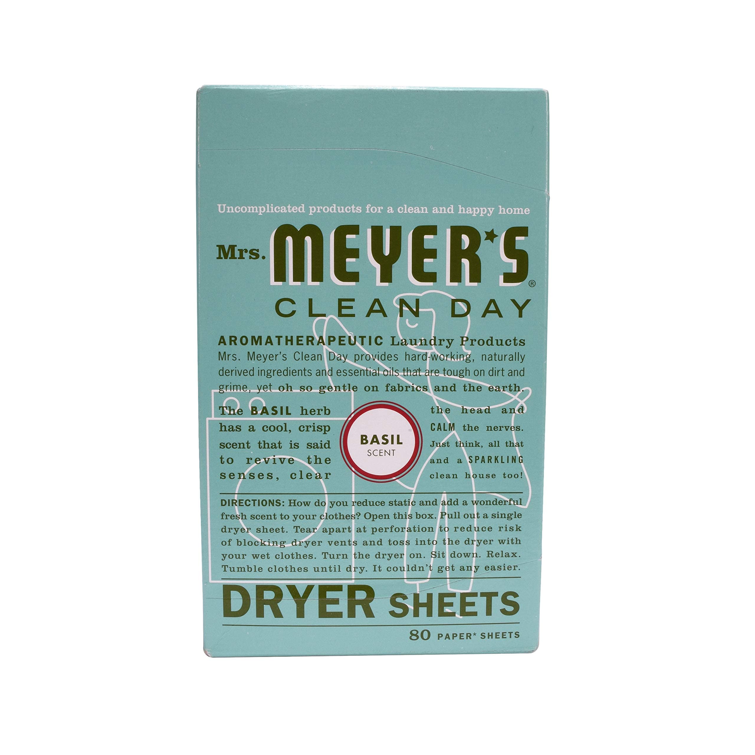 Mrs Meyers Clean Day Dryer Sheets, Basil 80 CT