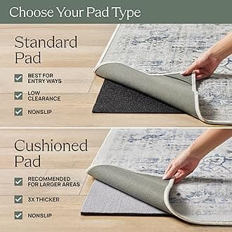 RUGGABLE Washable Vintage Area Rug – Kamran Royal Blue 6x9, Stain-Resistant, Non-Slip – Medium Machine Washable Rugs for Living Room, Bedroom, Hallway, Entryway & Office–with Standard Pad