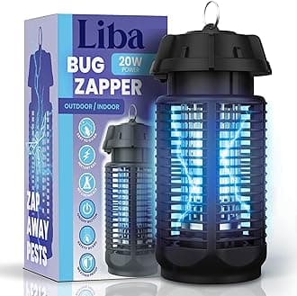 LiBa Electric Bug Zapper, Insect and Fly Killer Outdoor/Indoor with Switch - 4000V Powerful Grid, 20W Extra Brightness IPX4 Waterproof Mosquito Trap Outdoor, Insect Killer for Backyard Patio Camping