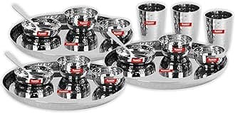 Stainless Steel Royal Dinner Set (18 Pieces, Silver), Modern