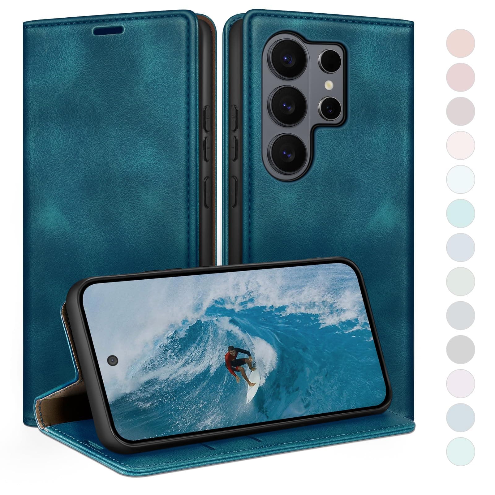 for Samsung Galaxy S26 Ultra Wallet case with RFID Blocking PU Leather,Flip Folio Book covers,Credit Card Holder Shockproof Phone case Women Men for Samsung S26 Ultra case Teal