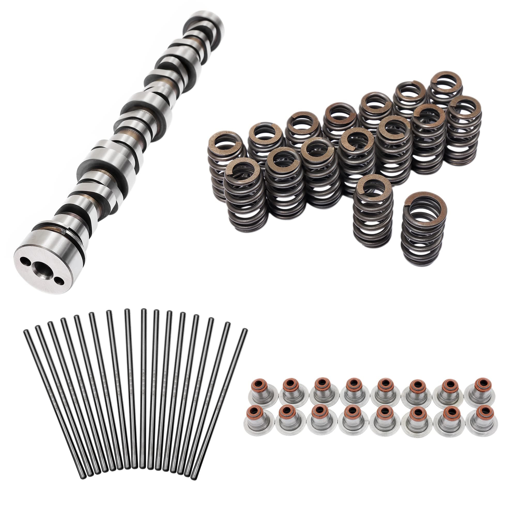 Stage 3 LS Cam Kit, Compatible with 1999-2013 GM Equipped with 4.8 5.3 6.0 6.2 L Engines, Stage 3 LS Truck Cam Set, w/Stage III Camshaft Specs 218/224 .553/.553 110, Springs, Seals, 7.400 Pushrods