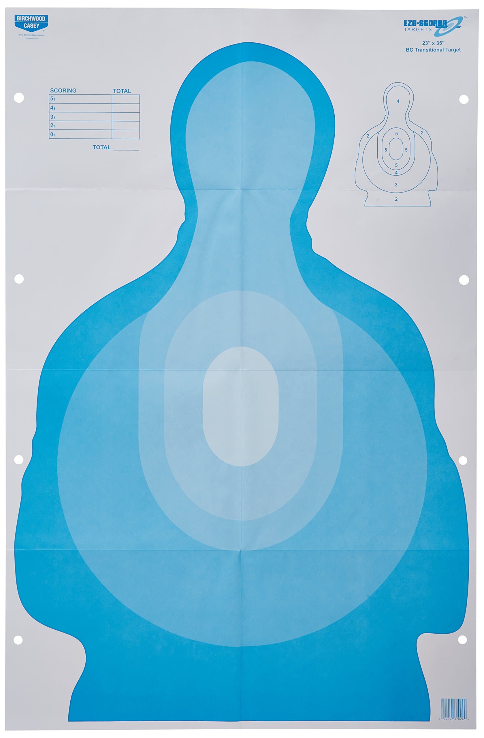 Birchwood Casey Eze-Scorer Transitional Blue Paper Target (Per 5), 23 x 35-Inch