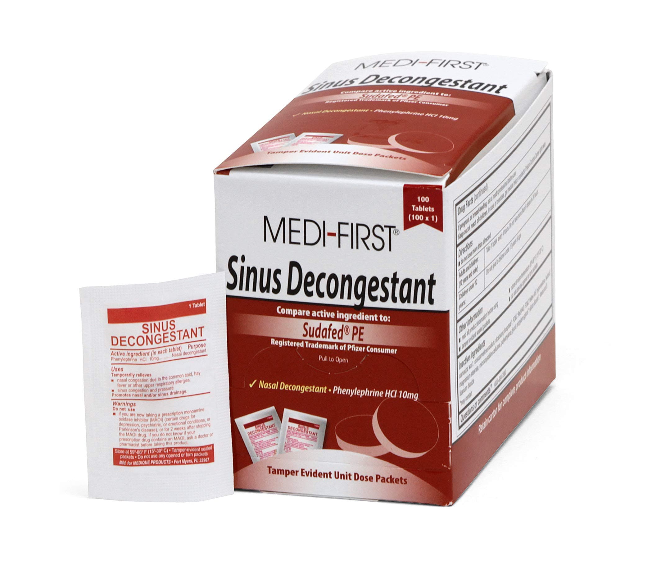 Medi-First 2546 Sinus Decongestant, 100-Packets of 1