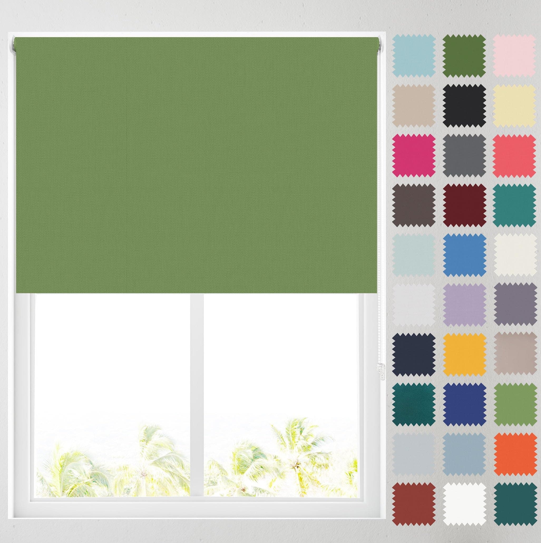 Barnes Blinds - Blackout Roller Blinds for Windows, Custom Cut to Size - Black Out Thermal Fabric Durable Fittings Easy Fit - Roller Blind (Sage Green 183cm)