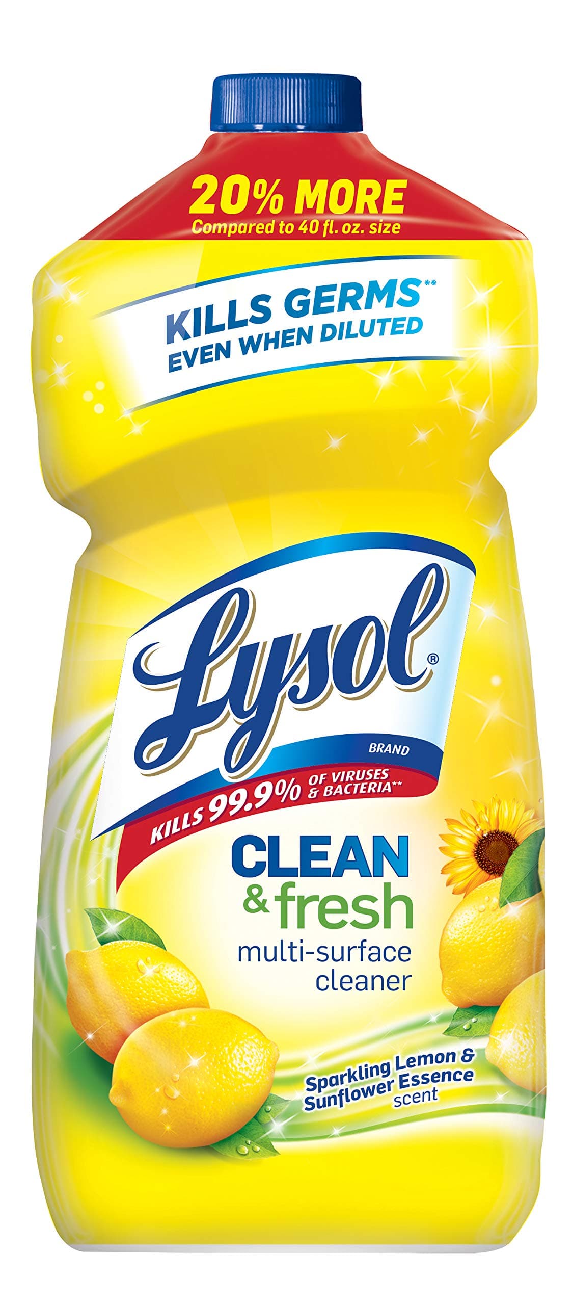 Multi-Surface Cleaner, Sanitizing and Disinfecting Pour, to Clean and Deodorize, Sparkling Lemon & Sunflower Essence, 48oz