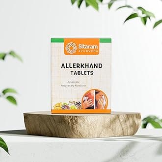 Sitaram Ayurveda Allerkhand Herbal Ayurvedic Tablet 100Nos (Pack of 2) | Kerala Ayurvedic Immunity Booster for Adults & Children with Anti-inflammatory & Antihistaminic Action of Turmeric Curcumin.