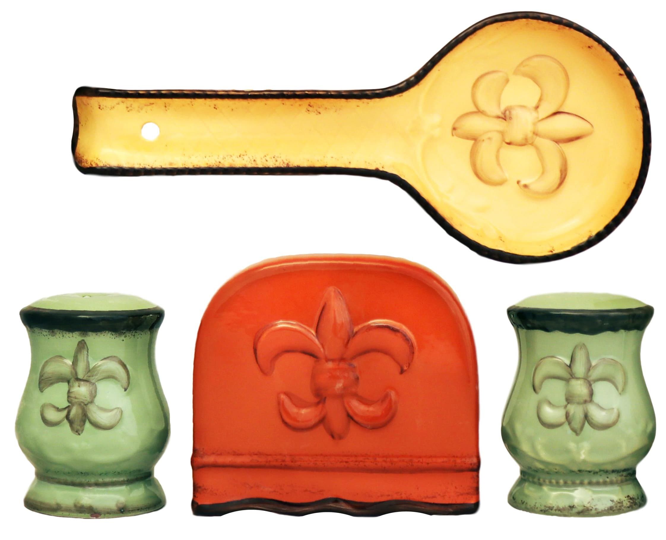 ACKA.C.K. Trading Co. Tuscany Fleur De Lis 4 Piece Stove Top Set