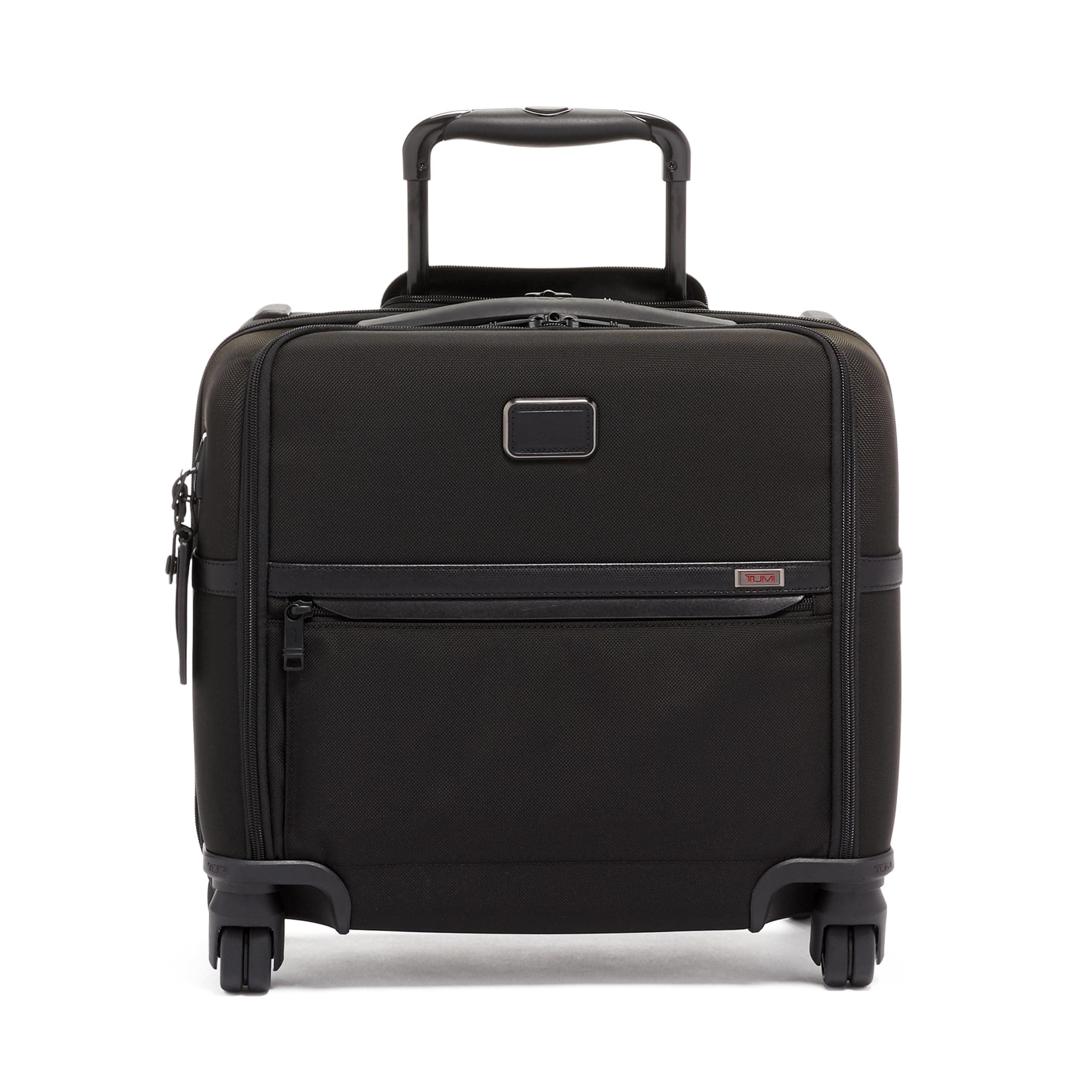 Alpha Compact 4 Wheeled Brief - Rolling Carry On Briefcase. Laptop Bag for Commuting and Travel - Black