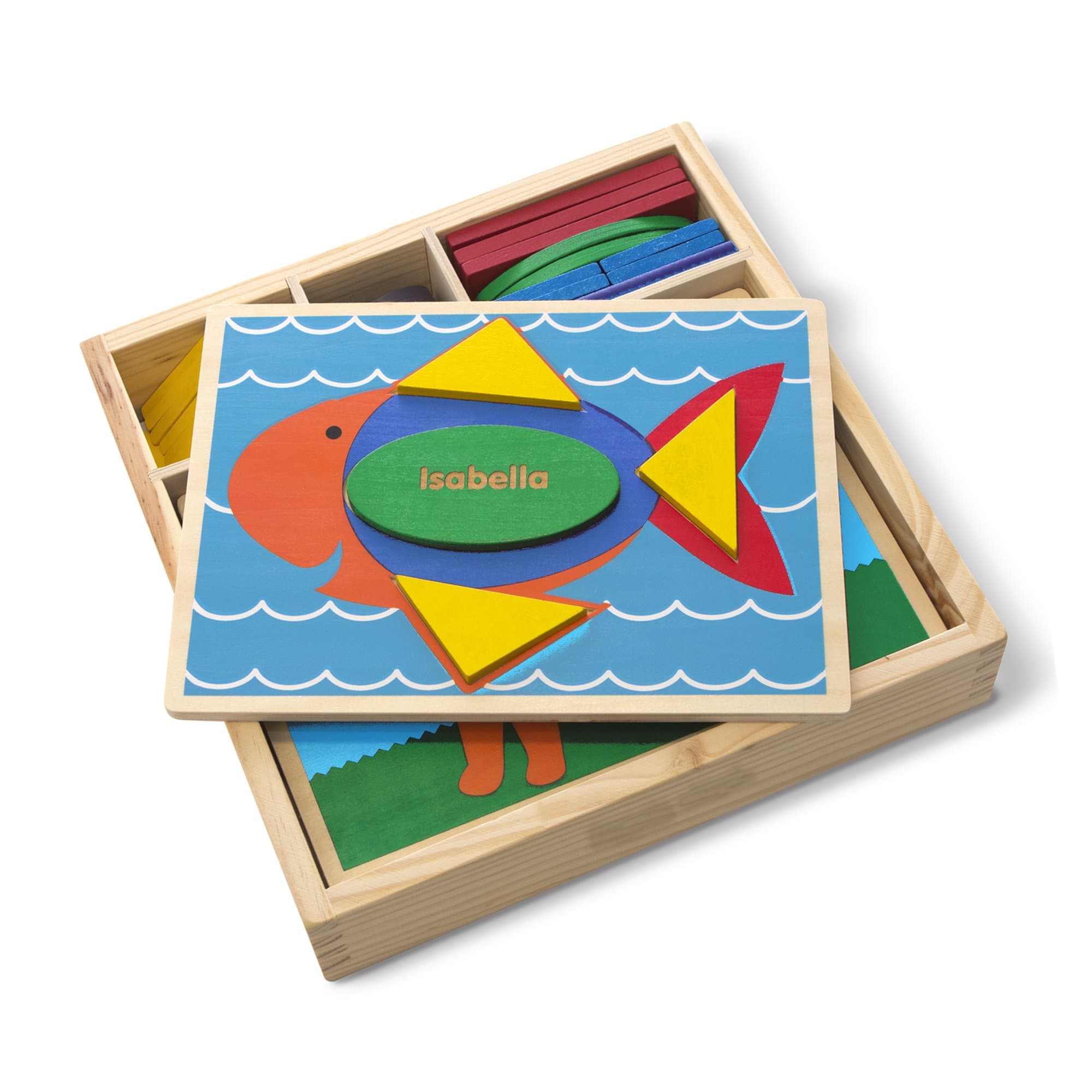 Melissa & Doug Personalized Beginner Wooden Pattern Blocks Educational Toy