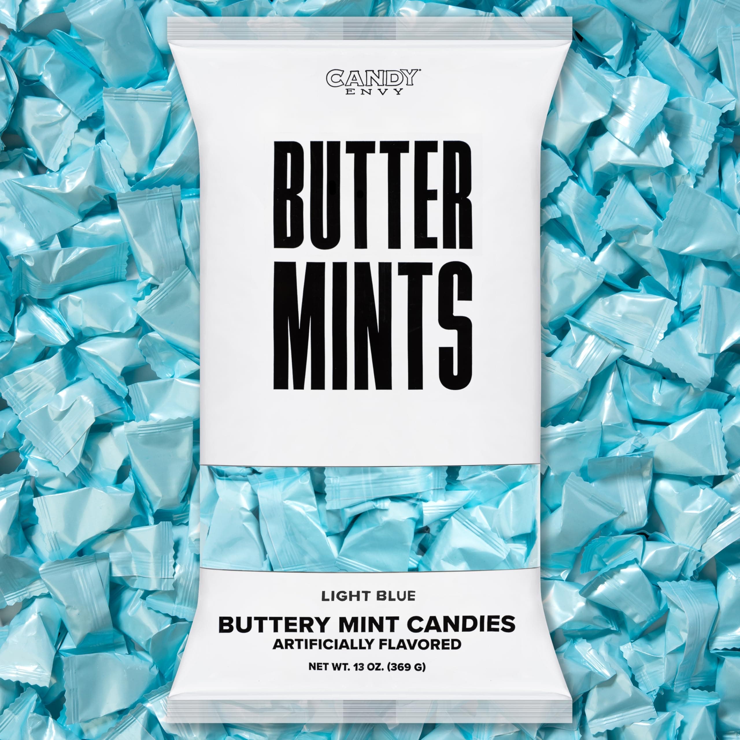 Candy Envy - Light Blue Wrapped Buttermints - 13 oz. Bag - 100 Individually Wrapped Candy Mints