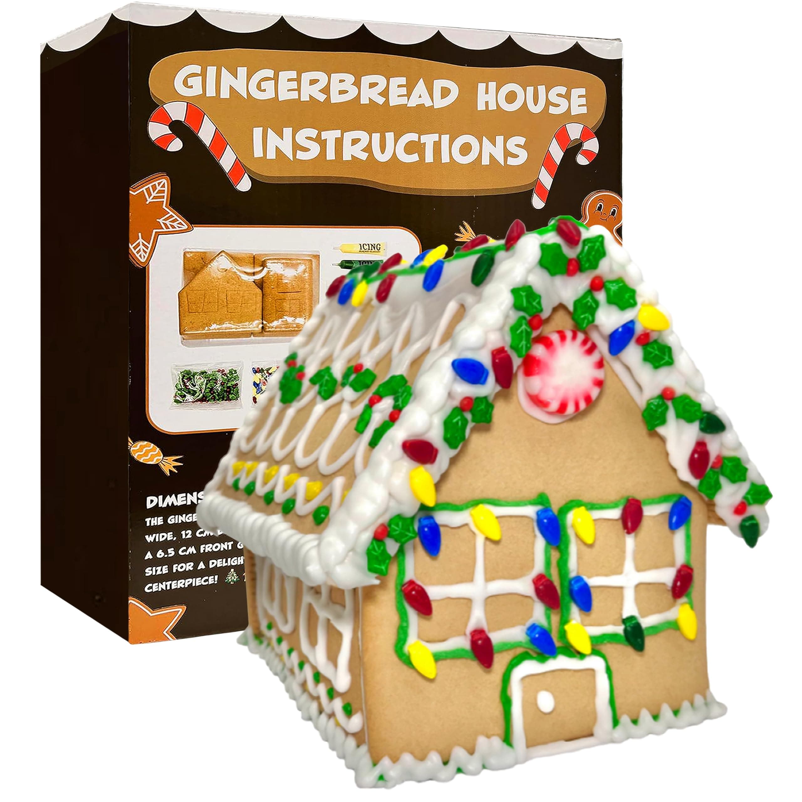 Gingerbread Cookie House Kit - 2 Lbs - Easy to Decorate - Includes Everything Needed to Assemble and Decorate Christmas Holiday Cookie House X-Large Size