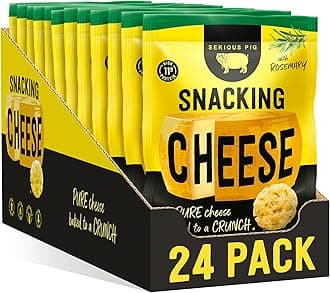 SERIOUS PIG - Crunchy Snacking Cheese Snacks, Keto Friendly, High Protein, Low Carb, Gluten Free, Vegetarian, Pub Snacks, Made from 100% Real Italian Cheese (Rosemary) (24 x 24g)