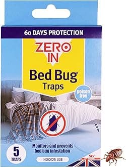 Zero In Bed Bug Trap - 5-Pack, Ready-To-Use, Poison-Free Treatment, Bed Bug Detector, Monitors Infestation