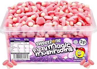 Sweetzone Fizzy Magic Mushroom 805g, 350pcs Gummy Sweets - Gummy Mushroom Pink and White Sweets with these Irresistible, Halal Sweets Fruity Chewy Treats, Suitable for All Ages