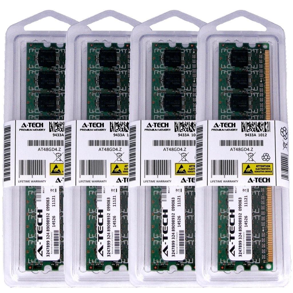 A-Tech 4GB KIT (4 x 1GB) for Gateway GT Series Desktop GT4220m GT4222m GT4224m GT5012 GT5014 GT5016E GT5018E GT5214j GT5216j GT5218j GT5226j. DIMM DDR2 Non-ECC PC2-6400 800MHz RAM Memory