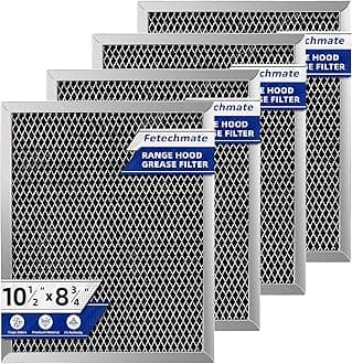 97007696 Range Hood Charcoal Odour Filter (4-Pack) Compatible with Br-oan, Ken-more Replaces Aluminum Mesh Range Filter (8-3/4"x10-1/2" x 3/8") by Fetechmate