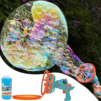 RaboSky Bubble Gun for Toddlers 1-3-5, Dinosaur Big Bubble Machine for Kids Ages 2-4-8 Outdoor Toys, Gifts for Boys Outside, Cool Bubbles in Giant Bubble Design