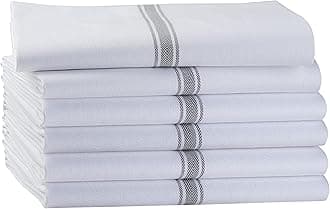 LANE LINEN Kitchen Towel Set, 6 Pack Dish Towels for Kitchen, 100% Cotton Absorbent Tea Towels, Quick Dry, 15"x25", Herringbone Weave, Reusable, Machine Washable, Soft for Drying Dishes - Grey Stripe
