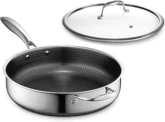 – Hybrid Nonstick 4.5-Litre Deep Sauté Pan with Tempered Glass Lid, Stay-Cool Handle, Dishwasher-Friendly, Oven-Safe Up to 480°C, Induction Ready, Compatible with All Cooktops