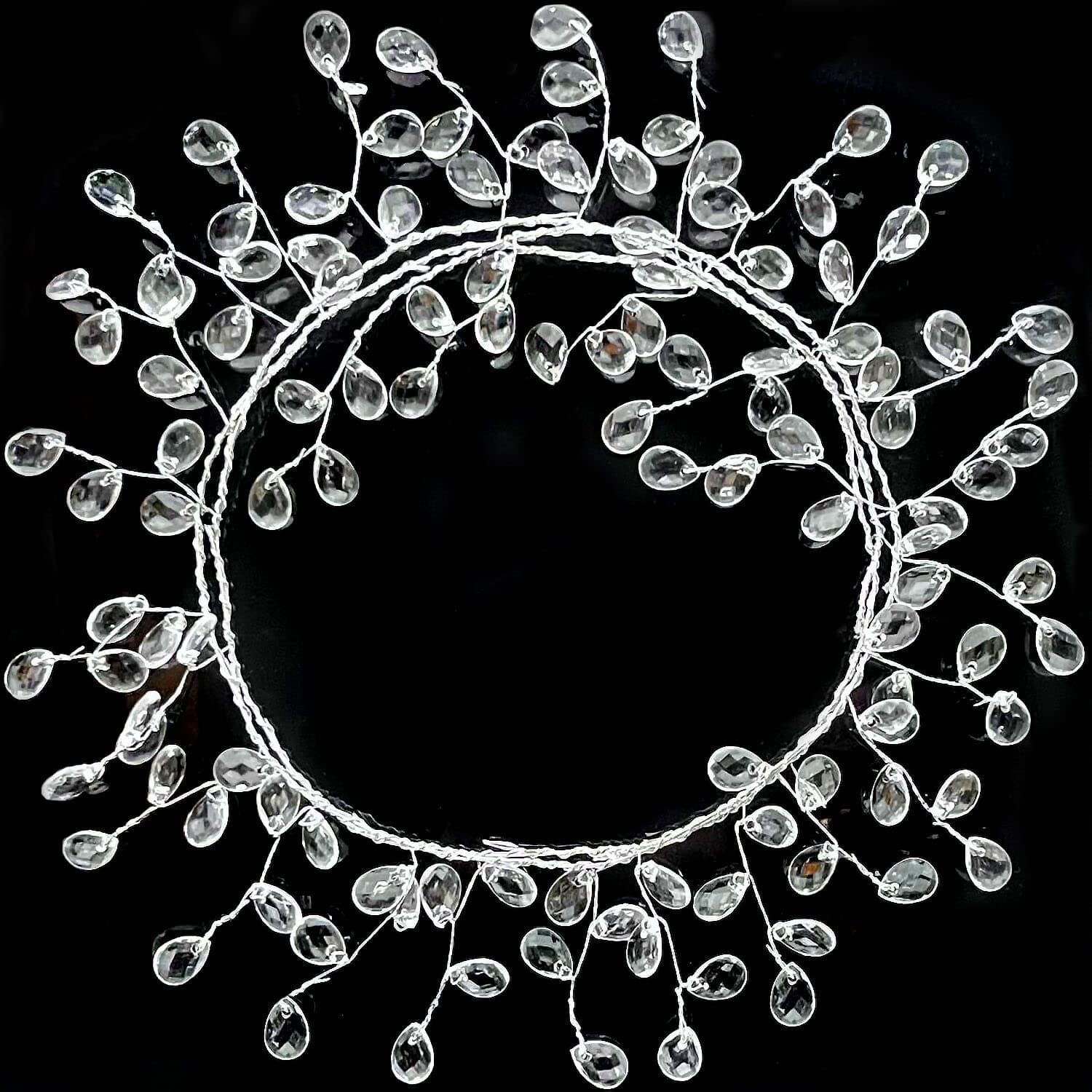 20 FT Ice Wire Clear Crystal Teardrop Diamond Ice Beads Ornament Christmas Tree Decorations, Acrylic Plastic Teardrop Jewel String Branch Garland Strands for DIY Wreath Crafts