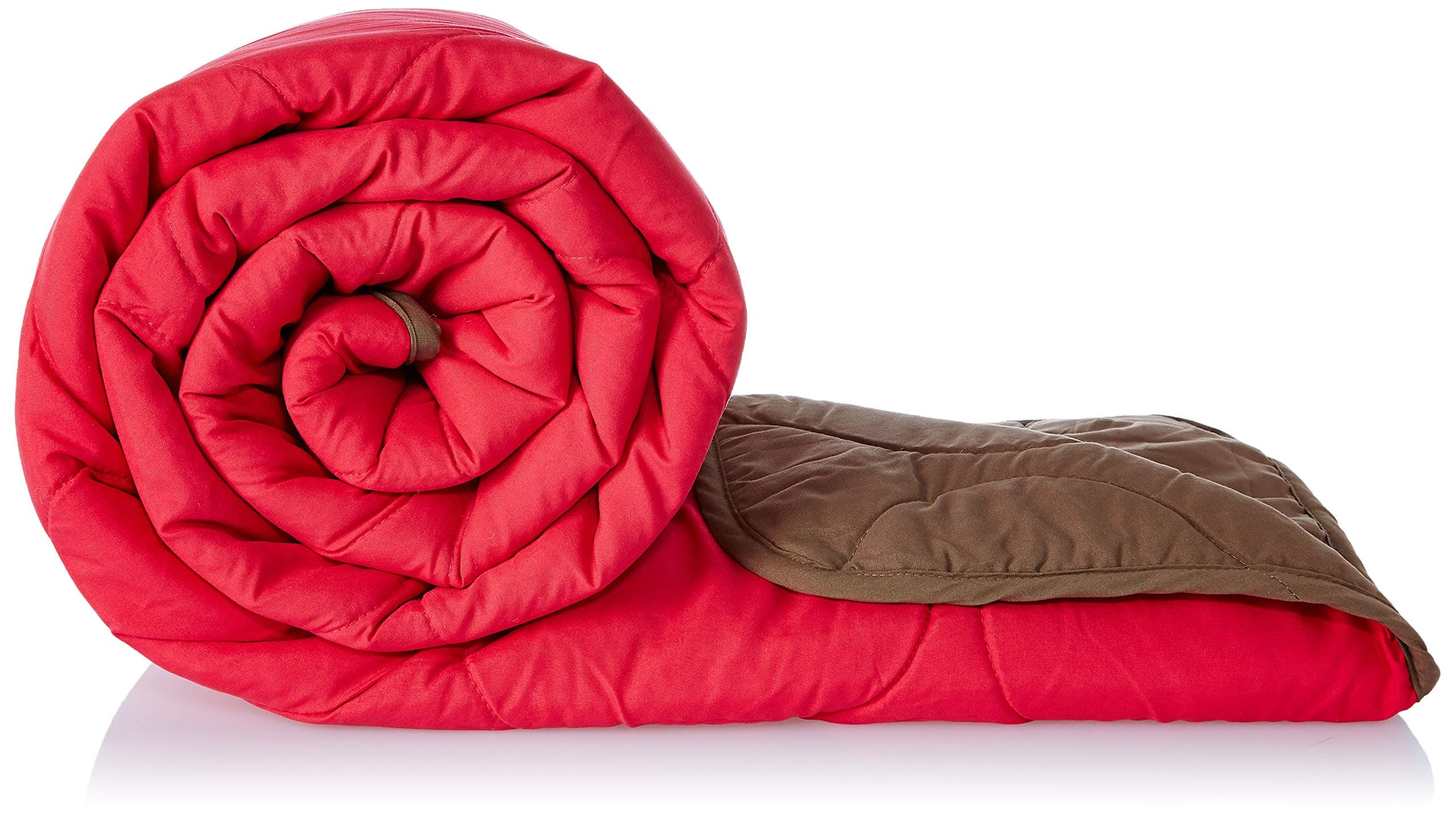 - Amazon Brand - Solimo Microfibre Reversible Quilt Blanket, Double, 120 GSM, Vivid Pink and Taupe Grey