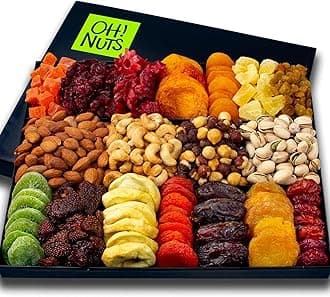 Oh! Nuts Dried Fruit and Nut Gift Basket - XL 18 Variety Gourmet Assorted Fruits and Nuts Gift Baskets - Holiday Gift Box - Food Snack Box for Birthday, Corporate - Gift for Men, Women