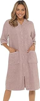 Undercover Ladies Terry Towelling 100% Cotton Zip Through Dressing Gown Drying Bathrobe