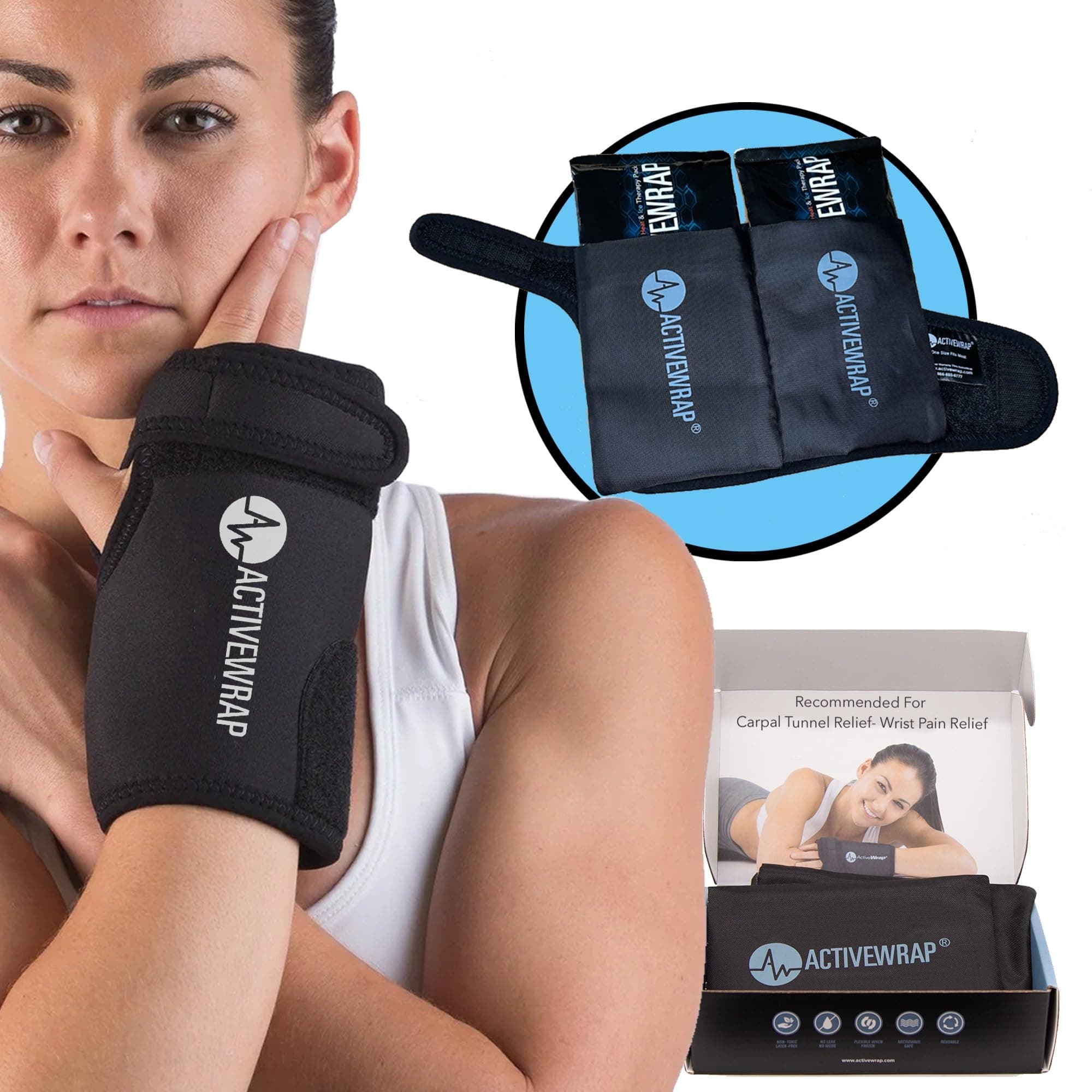 ActiveWrap Wrist Ice Pack Wrap – PT-Designed Gel Ice Packs for Hand & Wrist Pain, Adjustable Compression & Reusable Support, Cold Wrap for Carpal Tunnel, Swelling, and Sprains