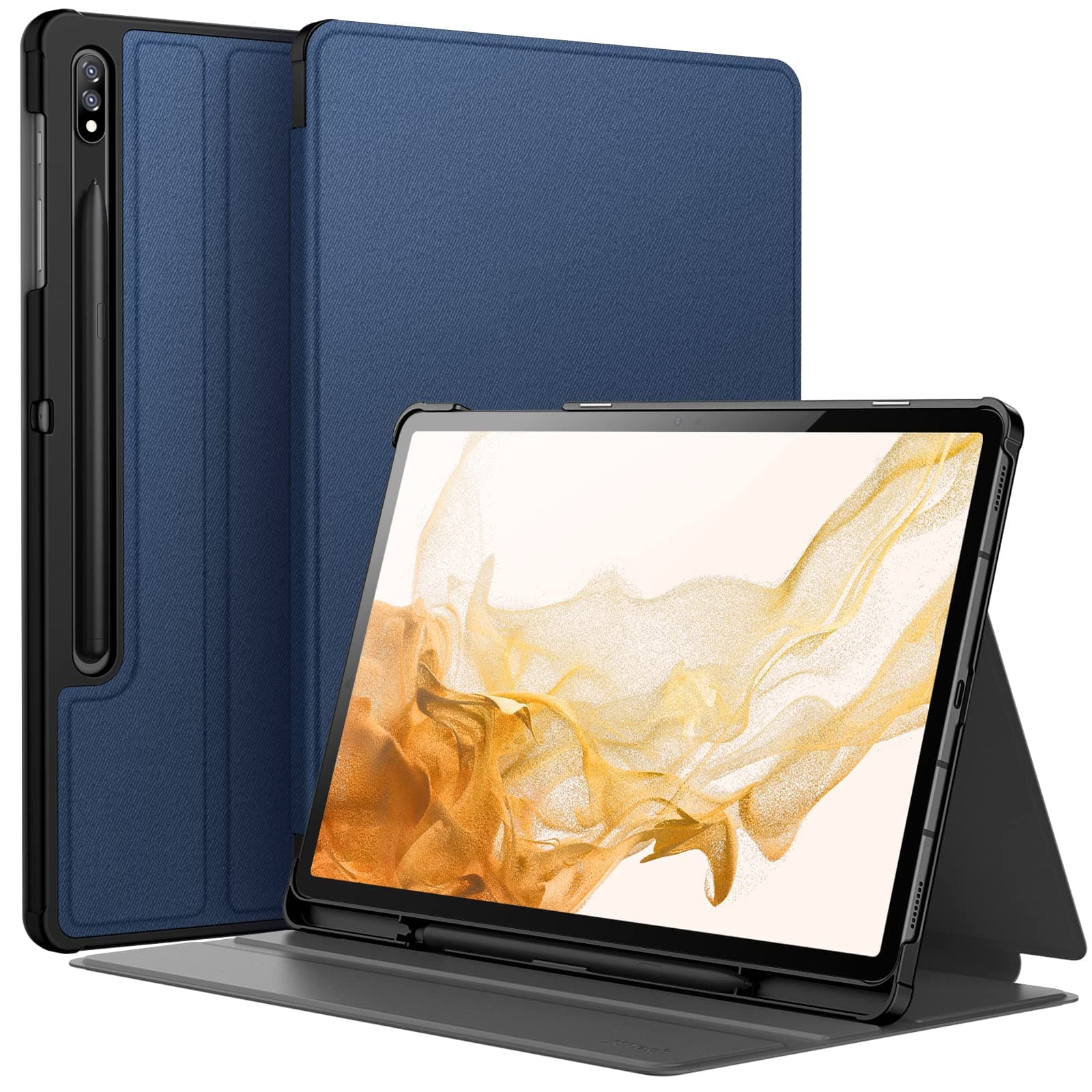 JETech Case for Samsung Galaxy Tab S8 Plus 2022 / S7 FE 2021 / S7 Plus 2020 12.4-Inch with S Pen Holder, Slim Folio Stand Protective Tablet Cover, Multi-Angle Viewing (Navy)