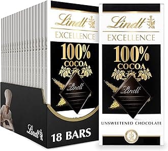 Lindt EXCELLENCE 100% Cocoa Dark Chocolate Bar, Dark Chocolate Candy, 1.7 oz. (18 Pack)