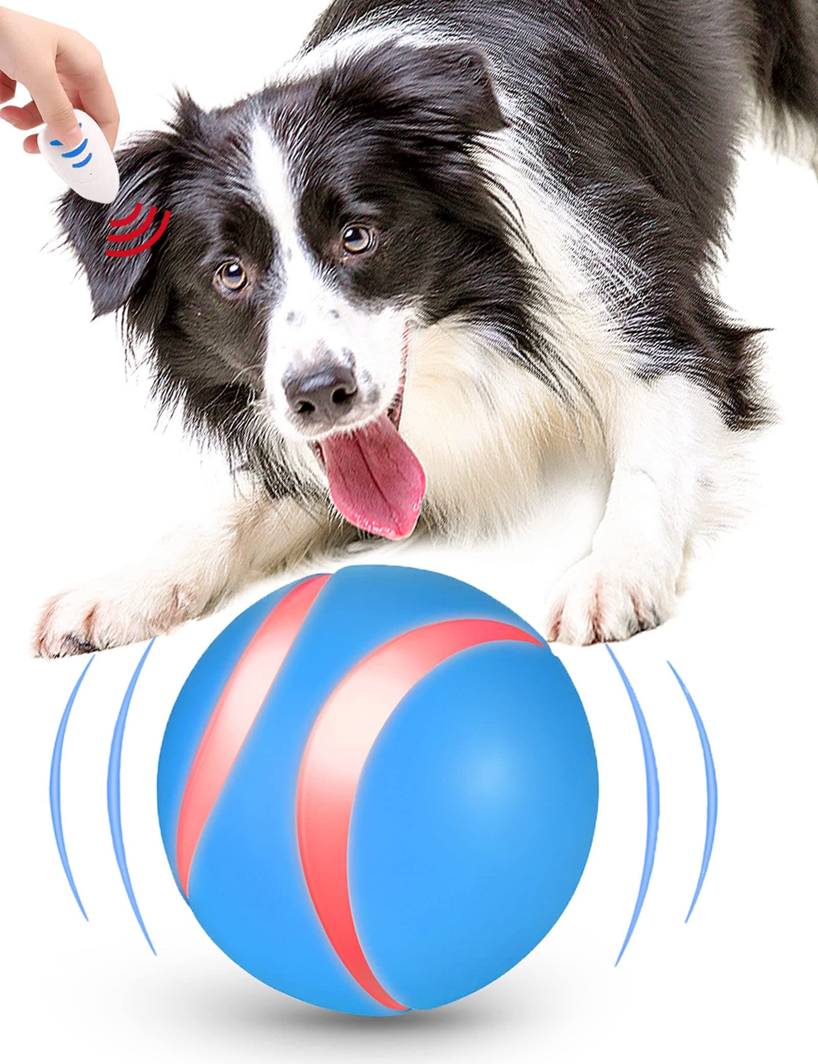 Remote Control Dog Ball Toy, Interactive Puppy Pet Ball Automatic Moving Rolling with LED Light, Rechargeable Smart Wicked Busy Ball for Dogs/Cats, Pet Companion Gift to Exercise & Entertain(Blue)