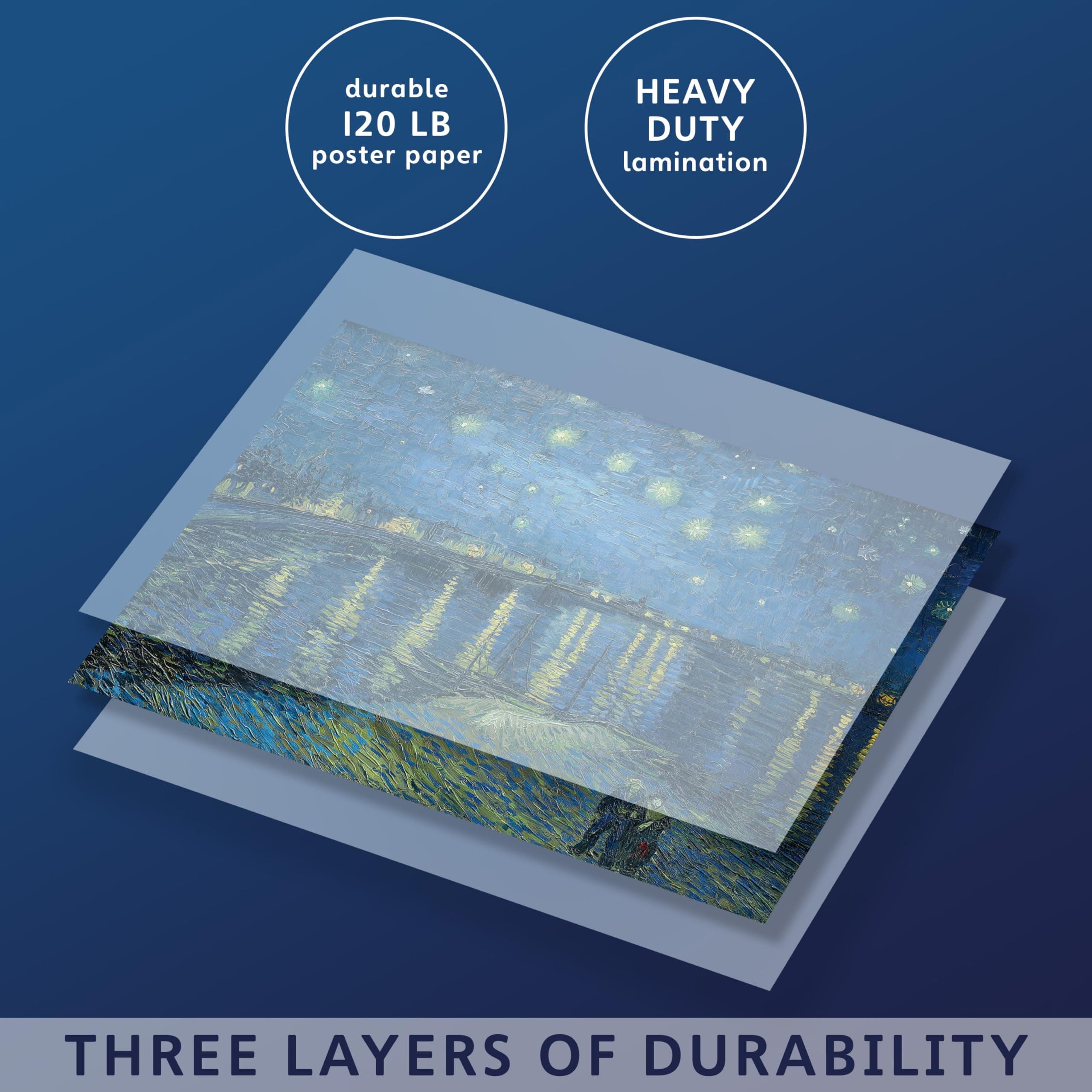 Palace Learning Starry Night Over The Rhone by Vincent Van Gogh - Laminated Fine Art Poster - Wall Art Painting Print - 18 x 24\