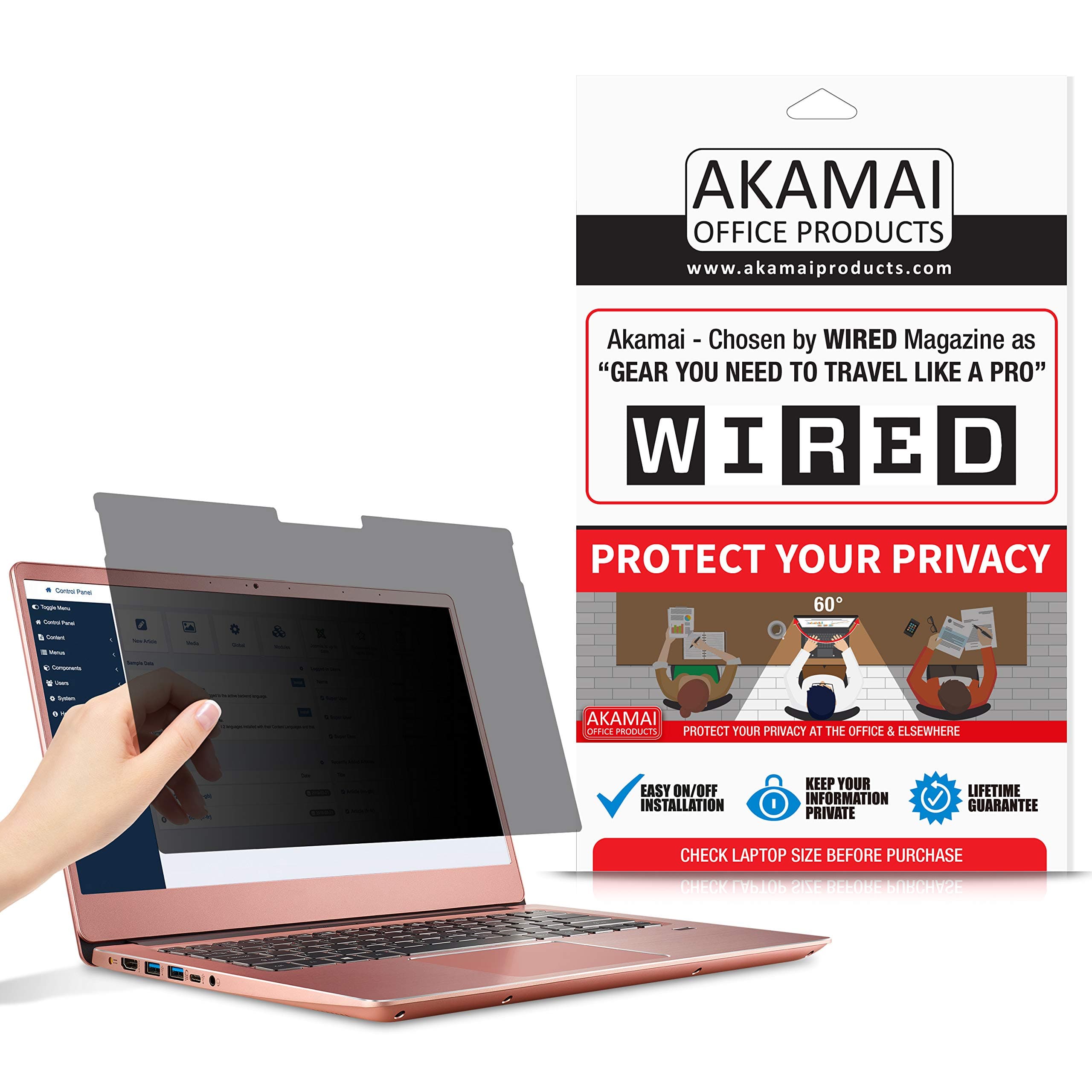 Surface Laptop 1 2 and 3 Akamai Computer Privacy Screen (16:9) - Removable Edge to Edge Glass - Blue Light Screen Protector - Laptop Anti Glare Screen Protector