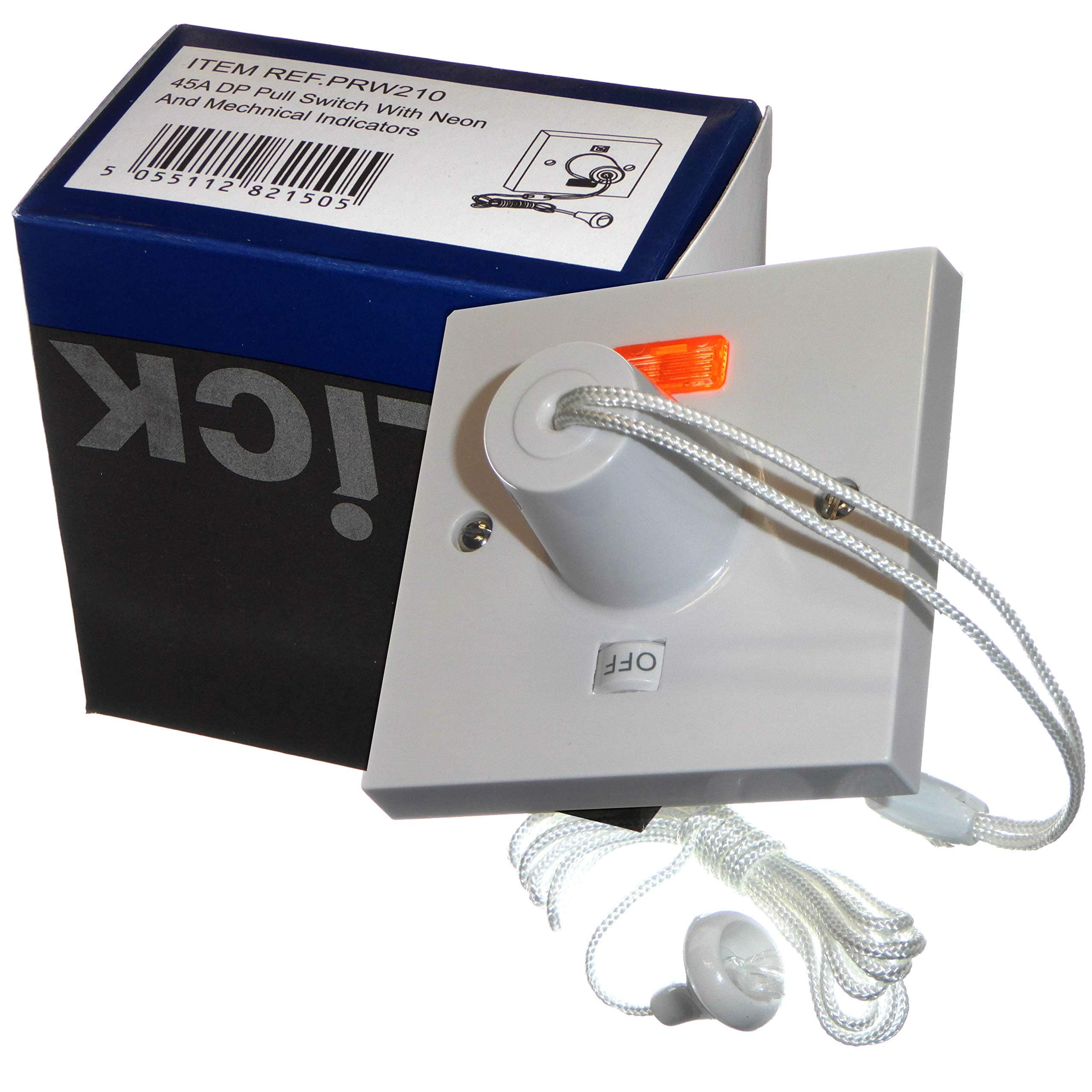 PRW210 45 Amp Shower Pull Cord Switch with Neon and ON Off Indicator 45A