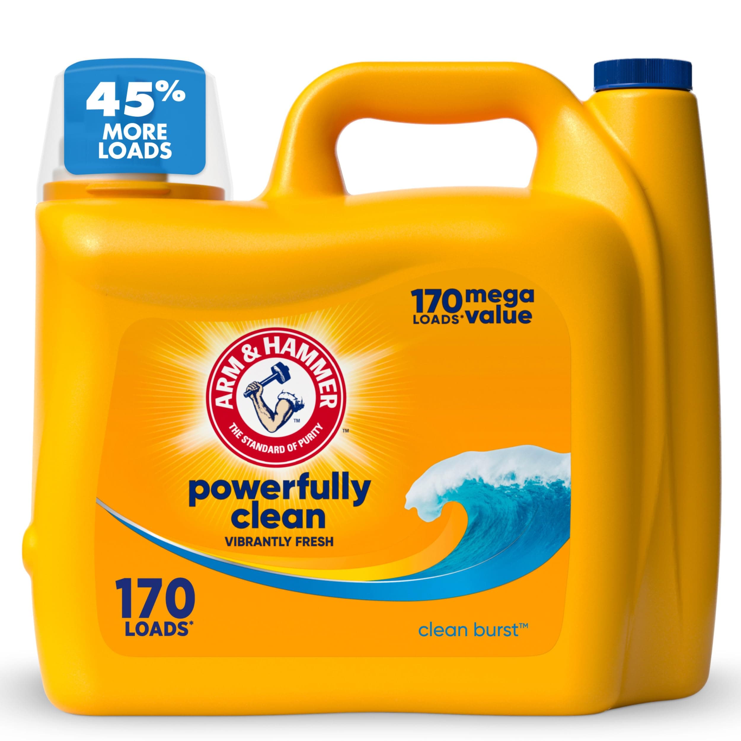 ARM & HAMMER Liquid Laundry Detergent, Clean Burst Fresh, 170 fl oz, 170 Loads