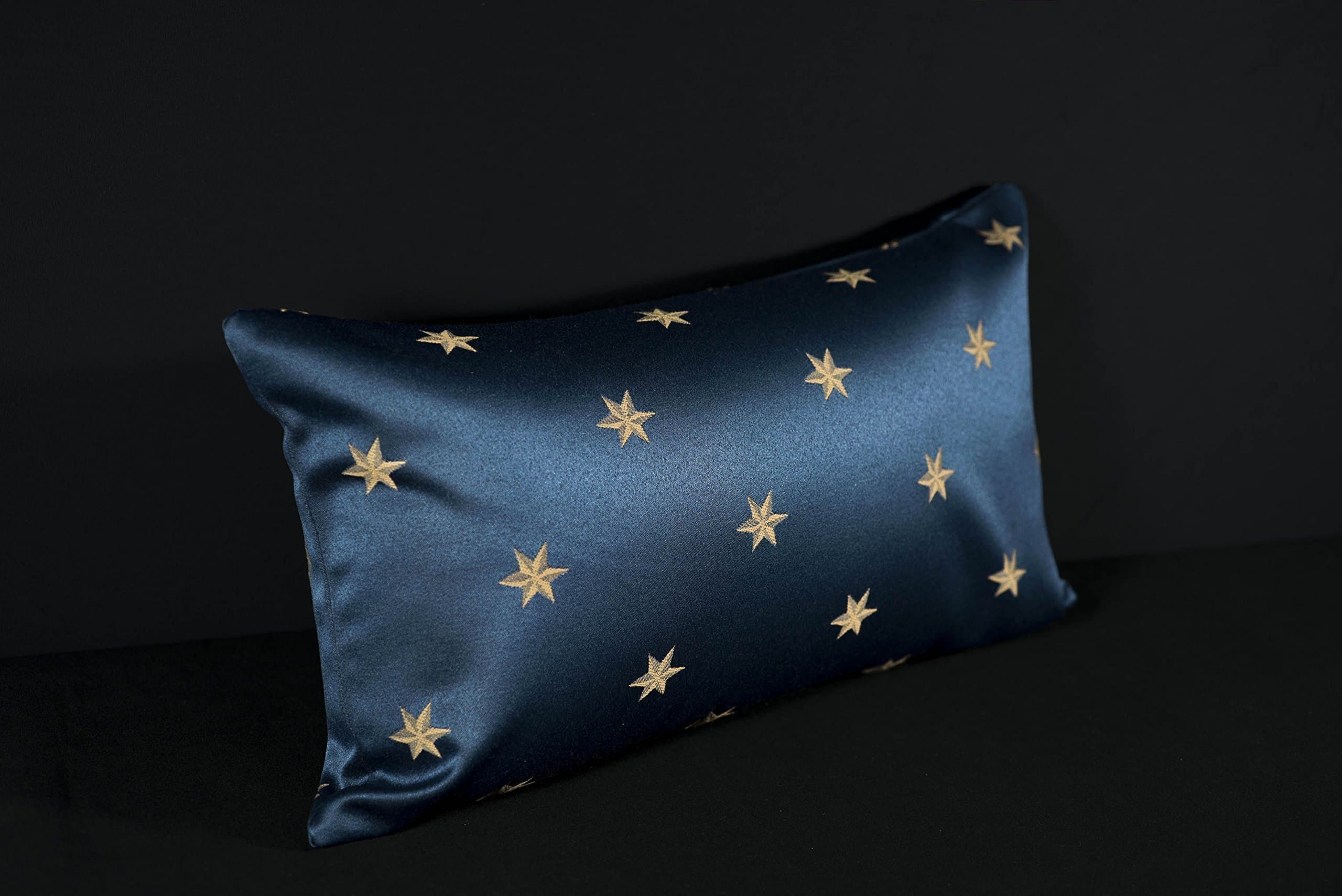 Set of 2 Navy Gold Stars Decorative Rectangular Throw Pillow Cushion Cover Case, 12"x 20" Inch