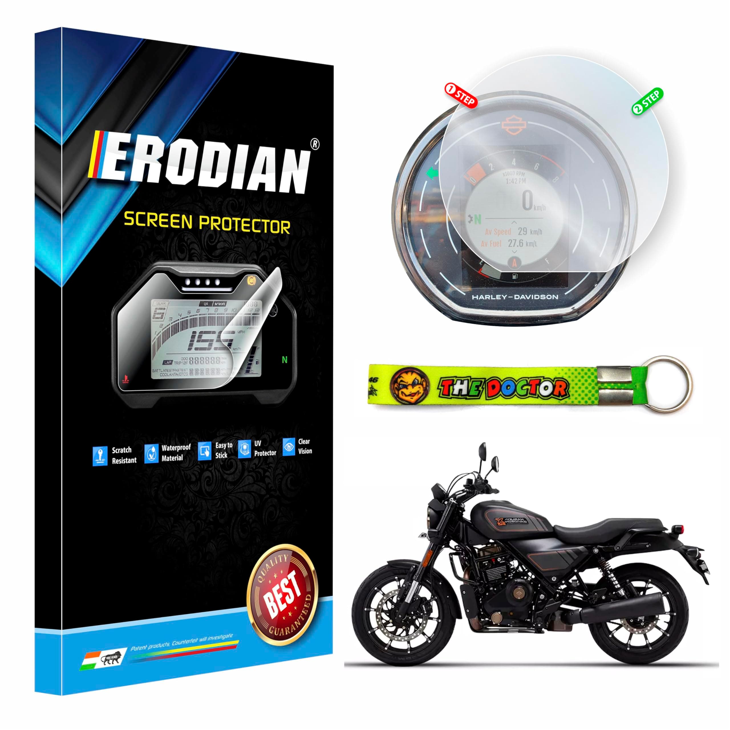 Meter Display Screen Protector, Meter Guard for Harley X 440 Bikes | Scratch Resistant | Water Resistant | HD Clear Vision (1-Free Random 6 inch Keychain)