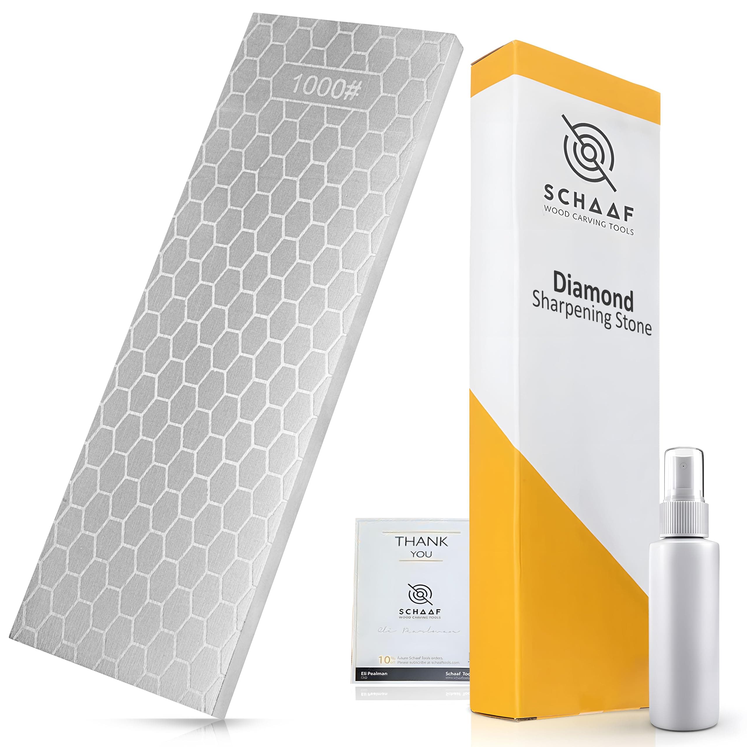 Heavy Duty Diamond Sharpening Stone Set, 2-Sided Fine 1000 Grit/Coarse 400 Grit Sharpening Plate, Fast & Efficient Knife Sharpener for Razor Sharp Knives and Chisels from Schaaf Tools