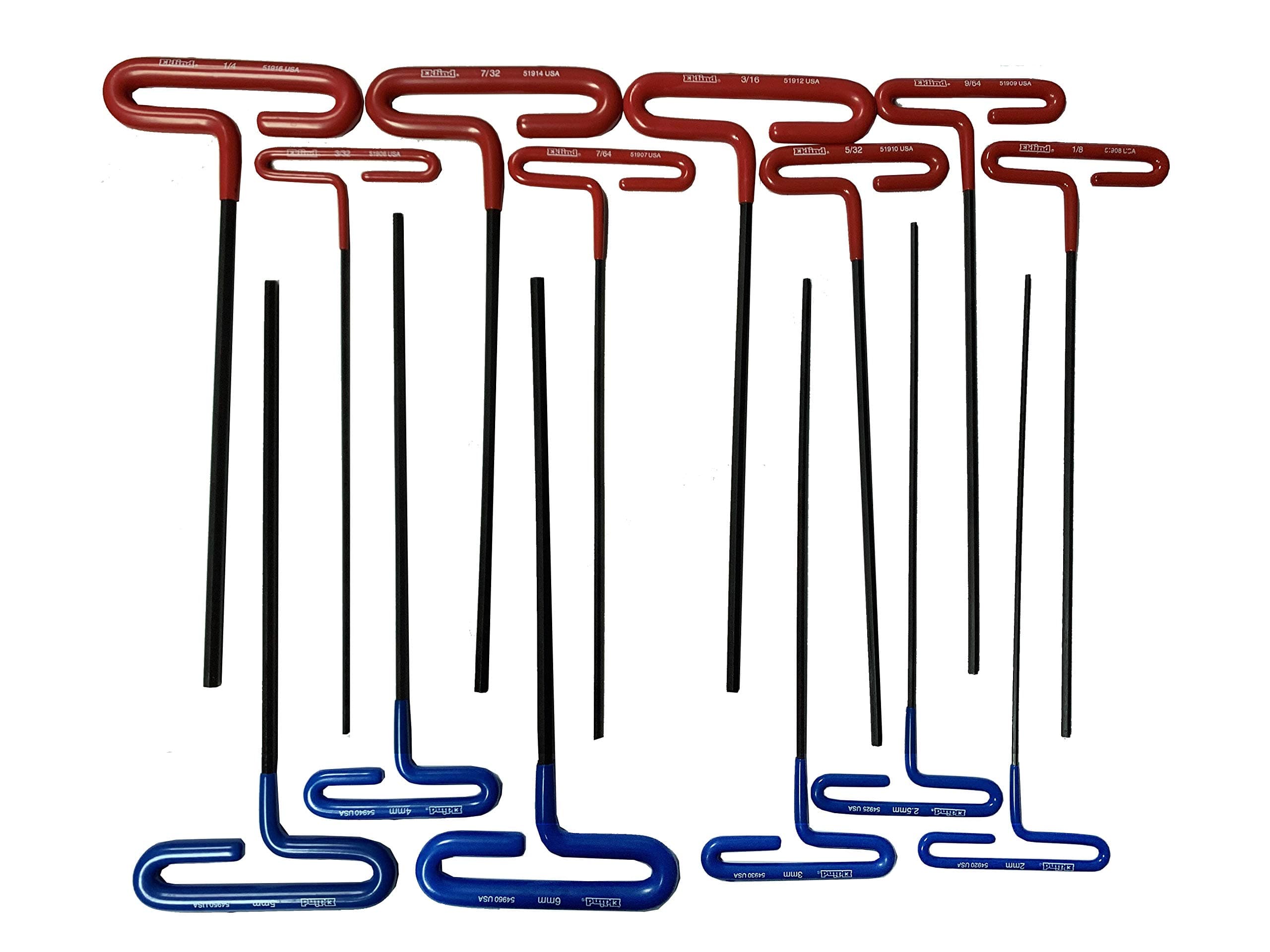EKLIND 8pc Inch,Cush Grip Hex T-Key Set,9 inch arm