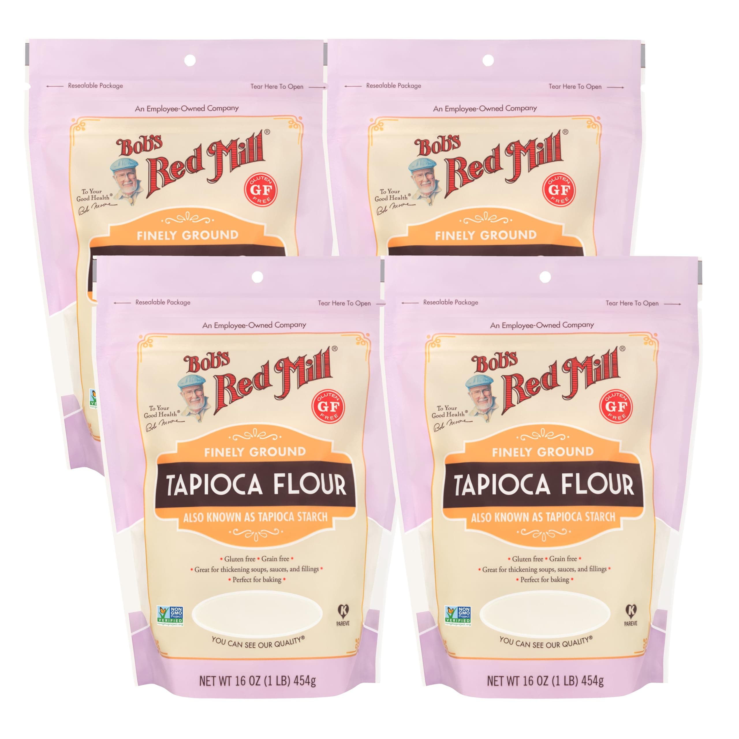 Bob's Red Mill Tapioca Flour, 16oz (Pack of 4) - Non GMO, Vegan, Paleo Friendly, Kosher