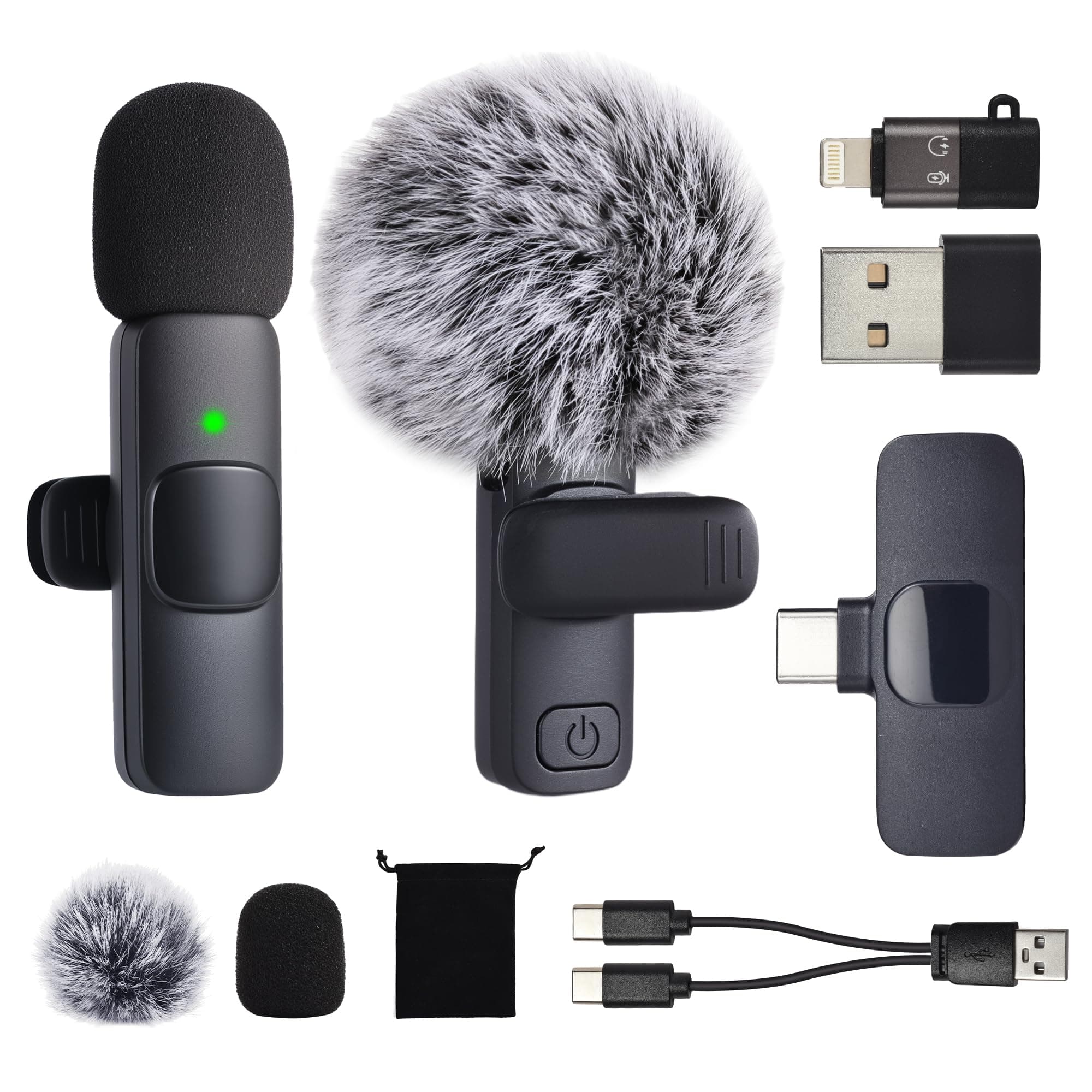 USB C Phone Microphone for iphone Android Tablet ipad PC Wireless Lavalier Mini Mic for Content Creator Video Recording Vlogging Youtube Tiktok Podcast Interview Usbc Microphones Small Mics Black