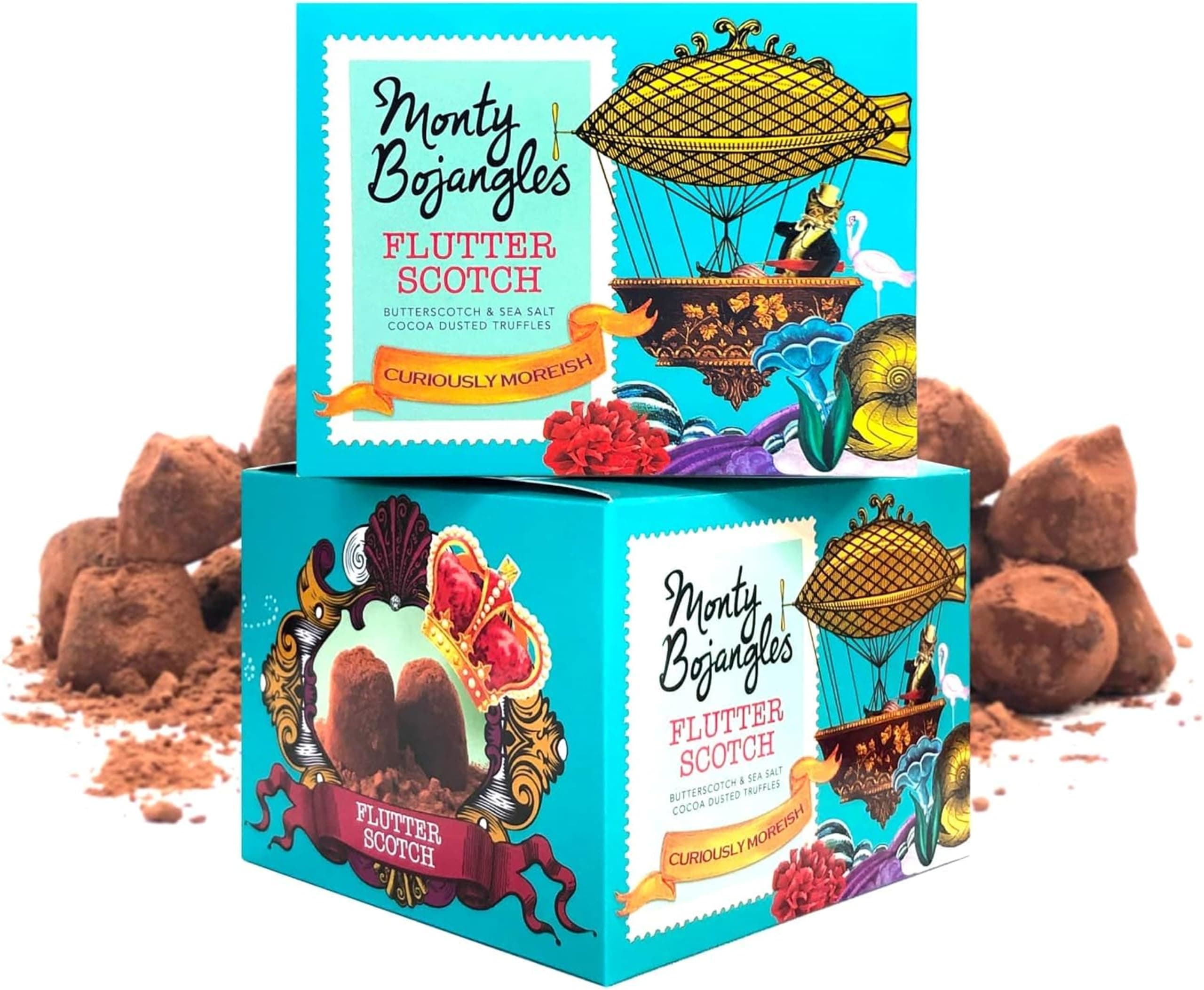 Flutter Scotch Cocoa Dusted Chocolate Truffles (2 x 150g Chocolate Gift Box) - Butterscotch & Sea Salt Flavoured Chocolatey Truffles - Award Winning Luxury Chocolates Gift Set