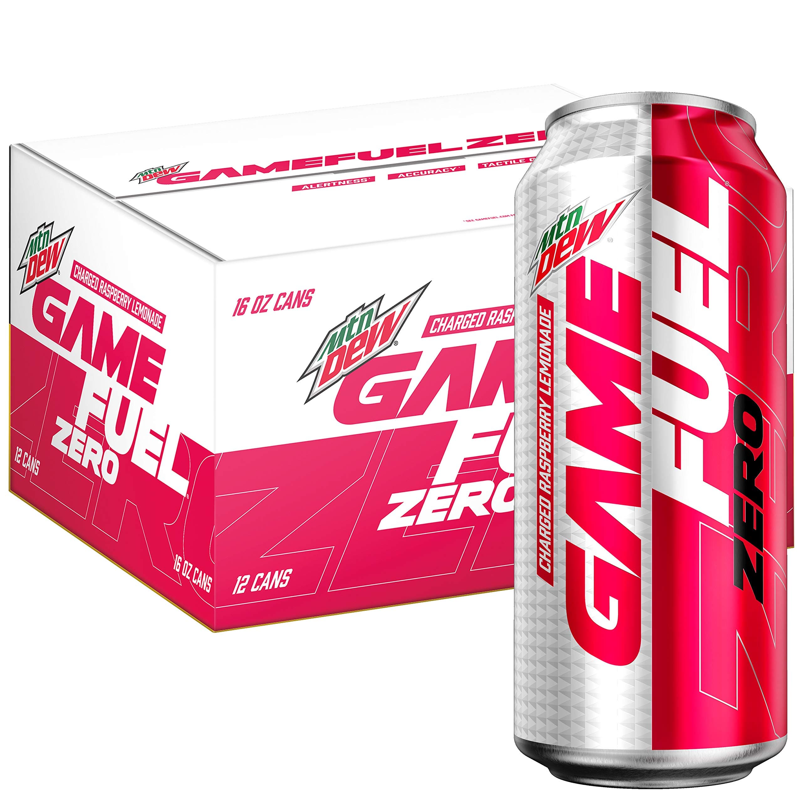 Mountain Dew Game Fuel Zero, Charged Raspberry Lemonade, 16 Fl Oz. Cans (12 Pack)