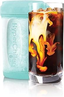 HC2AS Patented Iced Coffee/Beverage Cooler, NEW, IMPROVED,STRONGER AND MORE DURABLE! Ready in One Minute, Reusable for Iced Tea, Wine, Spirits, Alcohol, Juice, 12.5 Oz, Aqua Sky